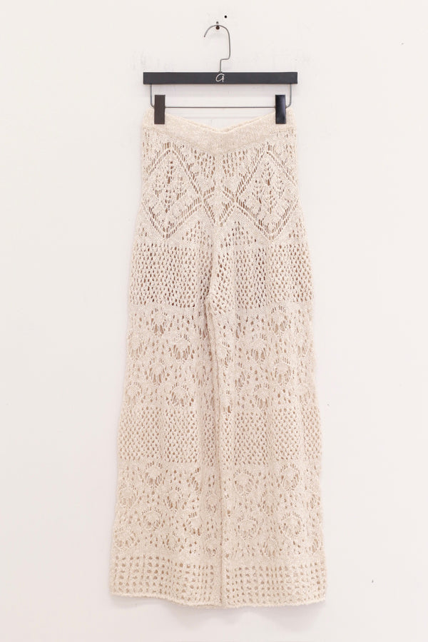 SWAYING 25 Spring/Summer Crochet Hollow Straight Pants SW-SW25SS3B14C1-BAI White